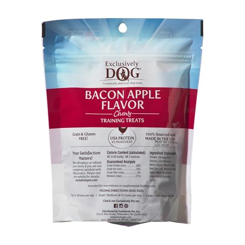 Exclusively Dog Chewy Training Treats Bacon Apple Flavor Grain Free Gluten Free 6 oz.