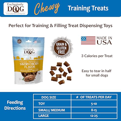 Exclusively Dog Chewy Training Treats Bacon Apple Flavor Grain Free Gluten Free 6 oz.