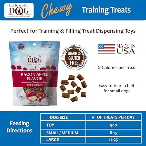 Exclusively Dog Chewy Training Treats Bacon Apple Flavor Grain Free Gluten Free 6 oz.