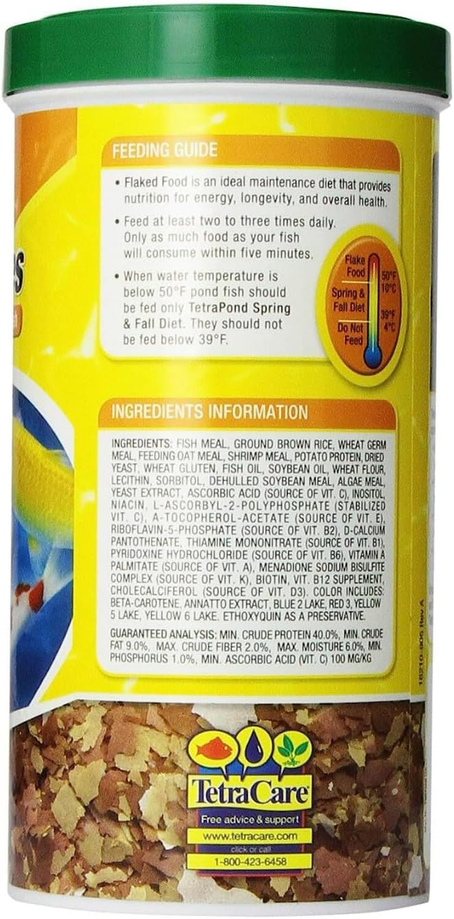 Tetra Pond Flakes Complete Nutrition for Smaller Pond Fish, Goldfish and Koi Fish, 6.35 oz