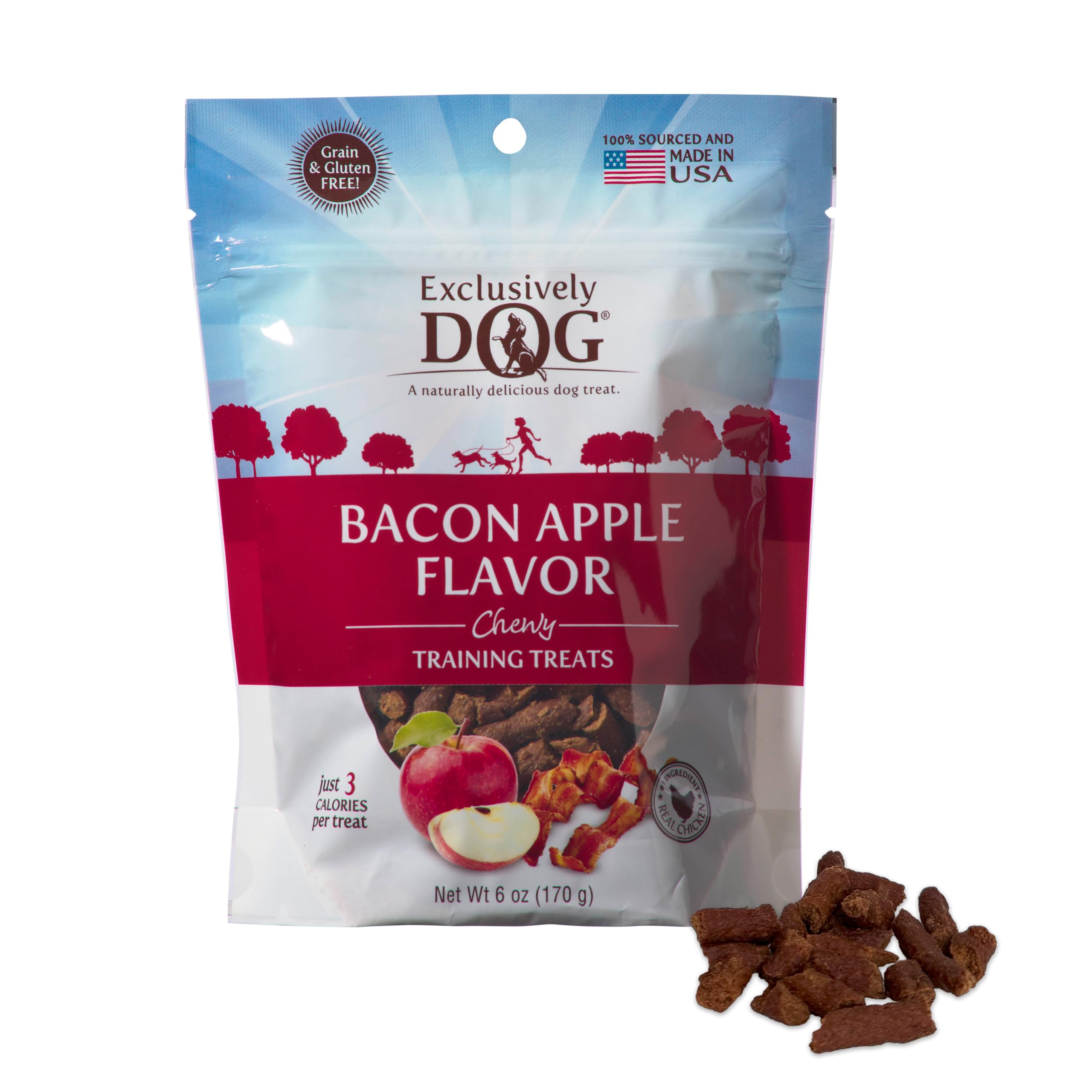 Exclusively Dog Chewy Training Treats Bacon Apple Flavor Grain Free Gluten Free 6 oz.