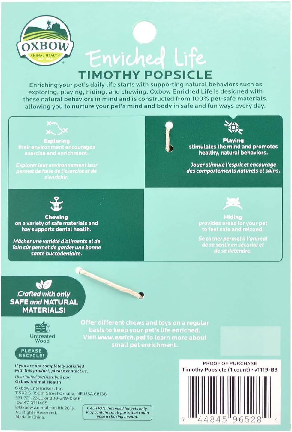 Oxbow Timothy Popsicle Small Pet Chew Toys, 7.4