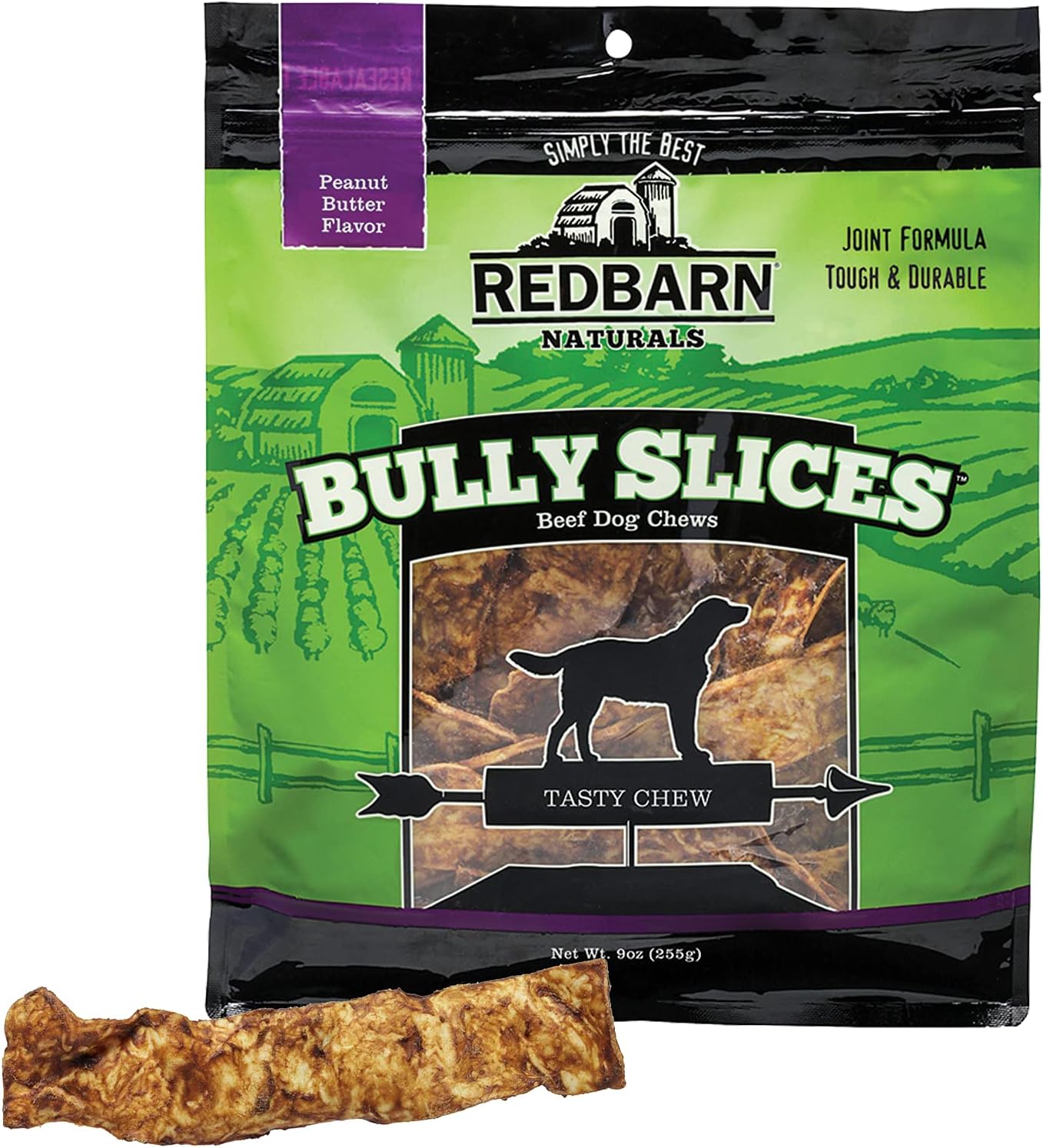 Redbarn Bully Slices for Dogs, Highly Palatable, Long-Lasting Natural Dental Treats with Functional Ingredients, 9 oz. - Peanut Butter