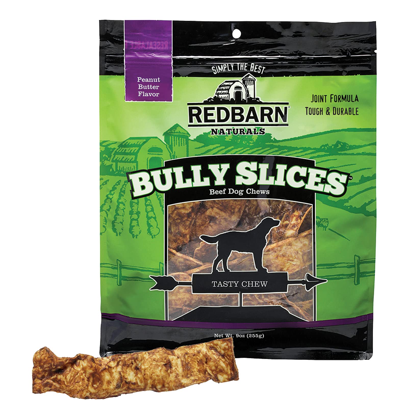 Redbarn Bully Slices for Dogs, Highly Palatable, Long-Lasting Natural Dental Treats with Functional Ingredients, 9 oz. - Peanut Butter