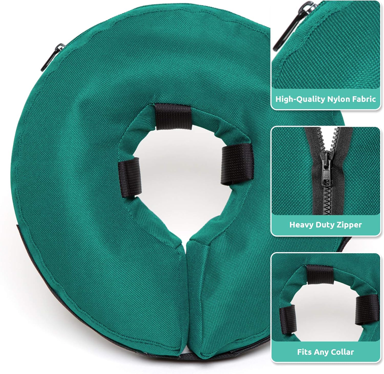 ZenPet Protective Inflatable Recovery Collar for Dogs and Cats (Teal) (Medium)