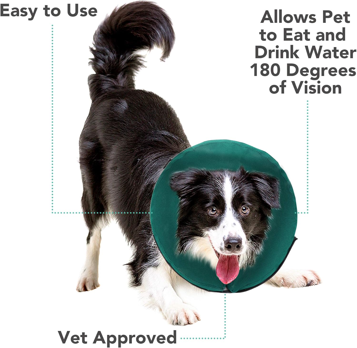 ZenPet Protective Inflatable Recovery Collar for Dogs and Cats (Teal) (Medium)