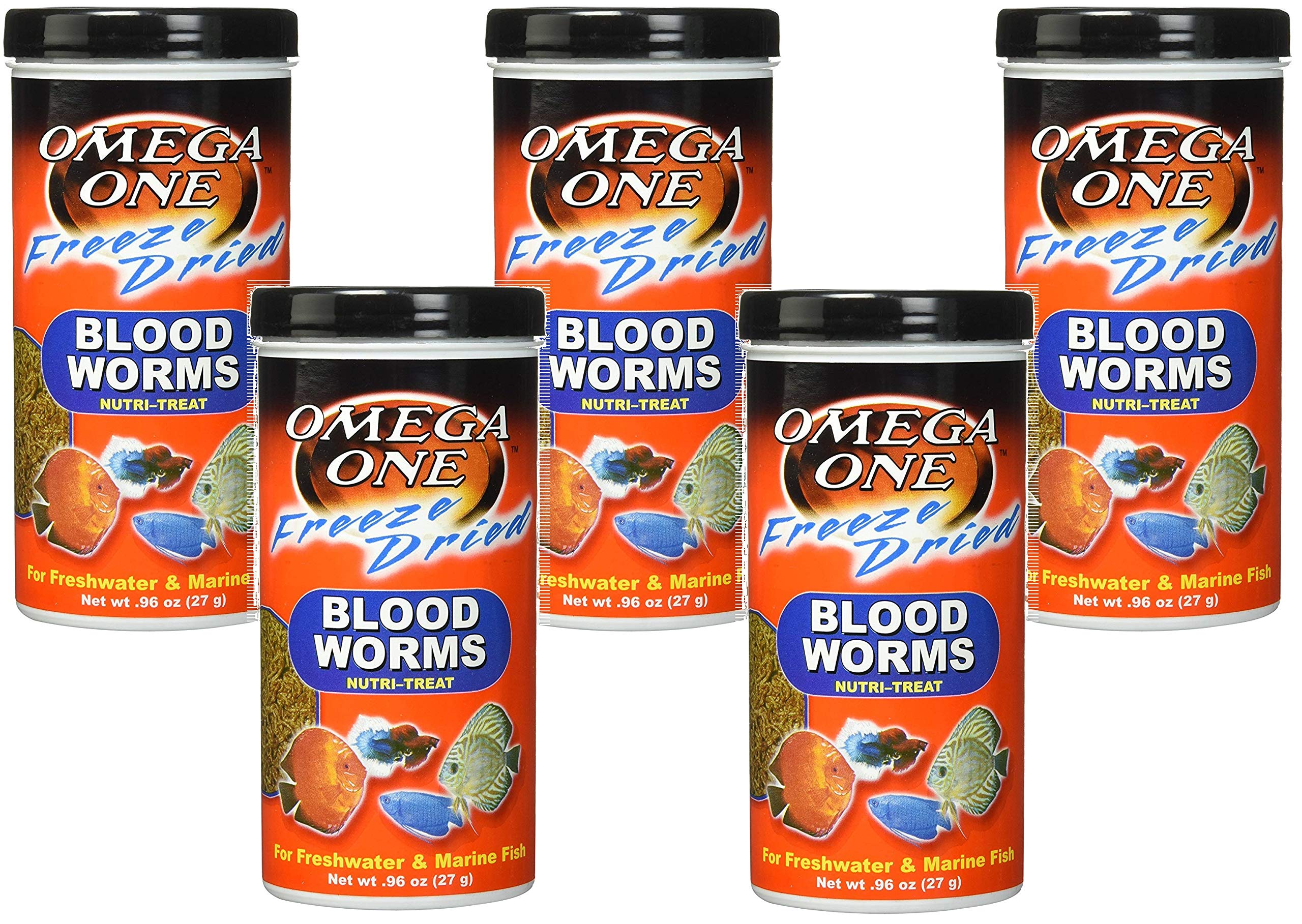 Omega One Freeze Dried Blood Worms Fish Treat, 0.96oz Each