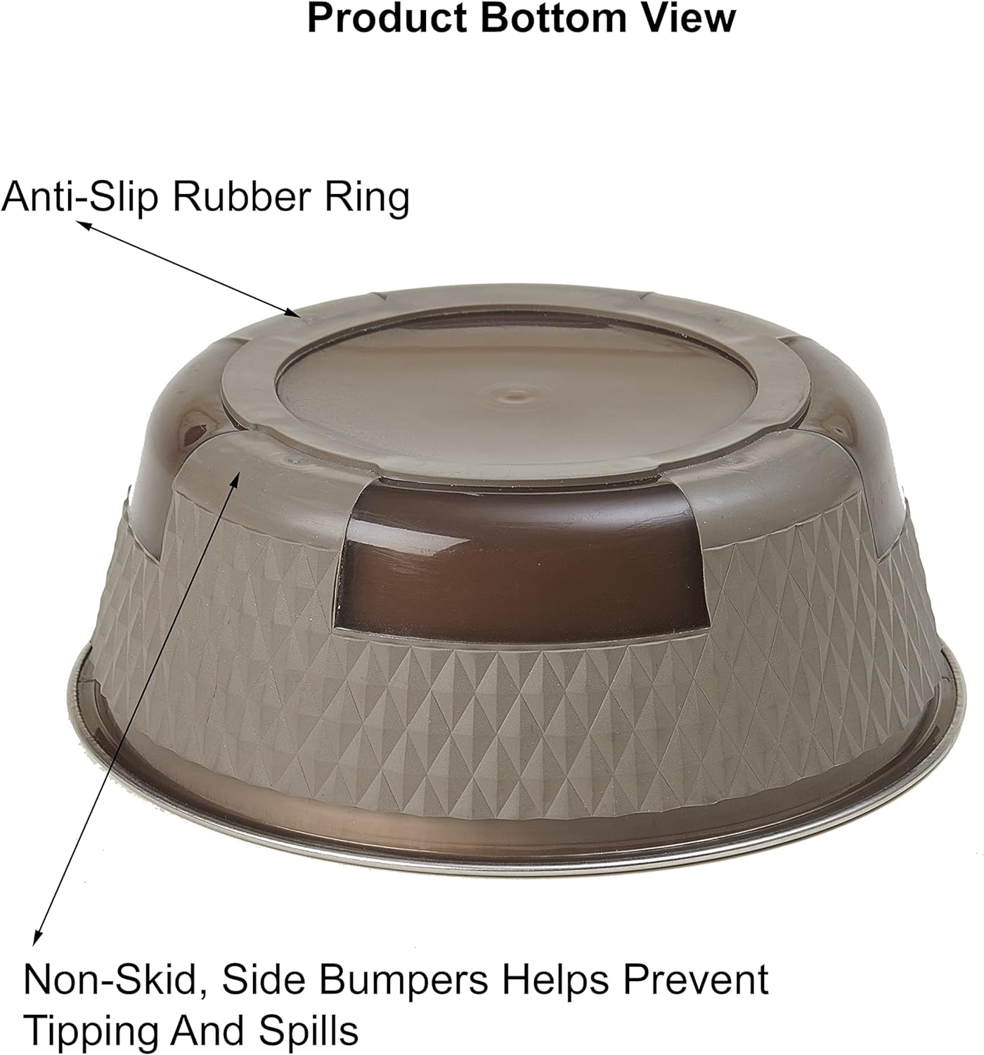 PetRageous 16015 Kona Stainless Steel Non-Slip Dishwasher Safe Dog Bowl 1.75-Cup 5.5-Inch Diameter 1.75-Inch Tall for Small and Medium Dogs and Cats 14-Ounce, Taupe
