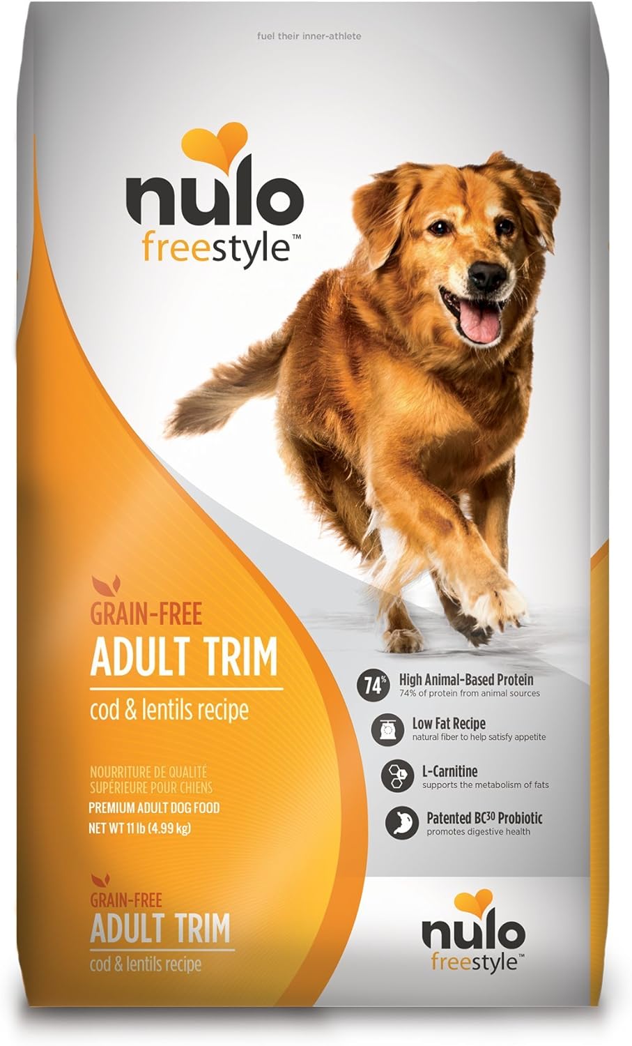 Nulo Adult Trim Grain Free Healthy Dry Dog Food With Bc30 Probiotic Cod And Lentils Recipe 11Lb