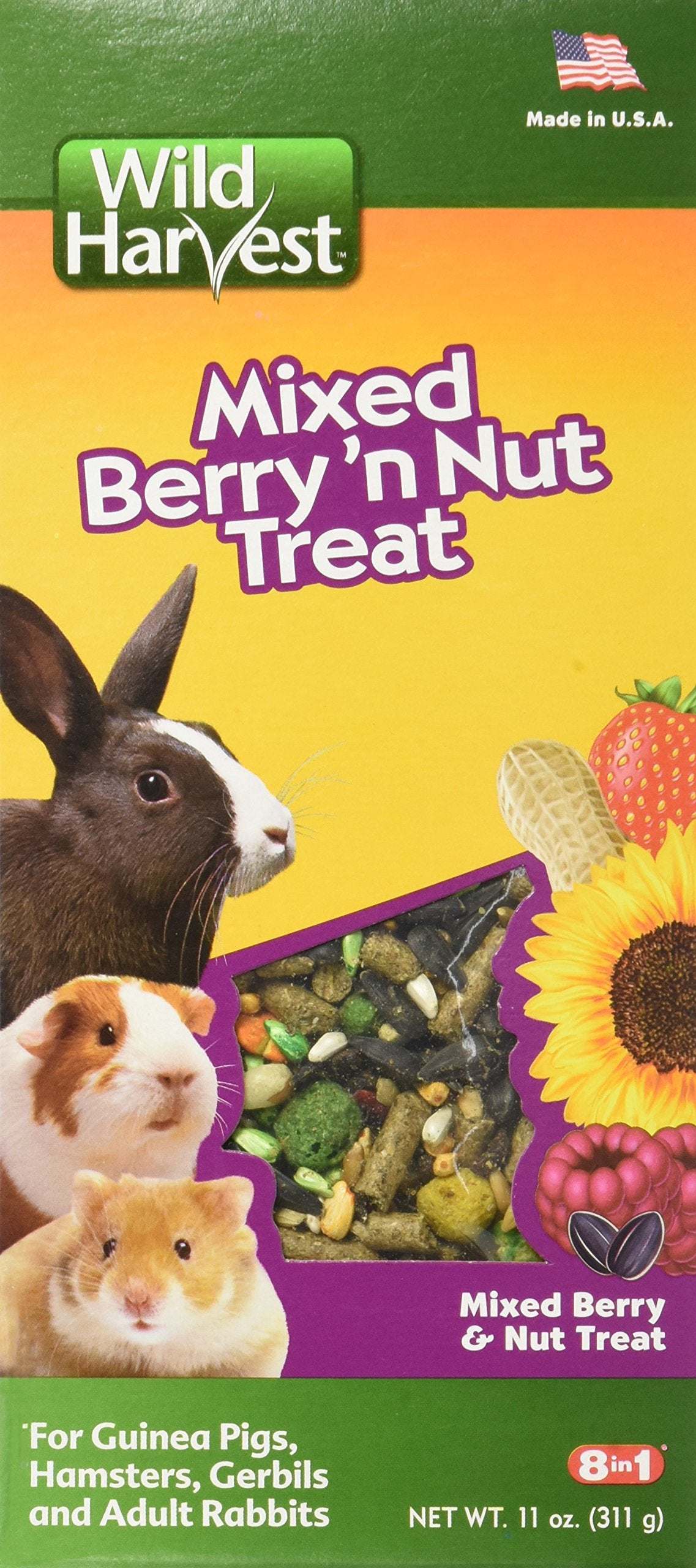 Wild Harvest Food And Unique Edible Treats for Guinea Pigs, Hamsters, Gerbils, and Adult Rabbits Mixed Berry 'n Nut