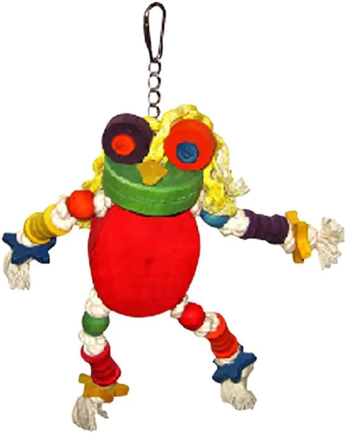 A&E Cage Company Happy Beaks Silly Wood Frog Assorted Bird Toy, 11 by 12 Inches