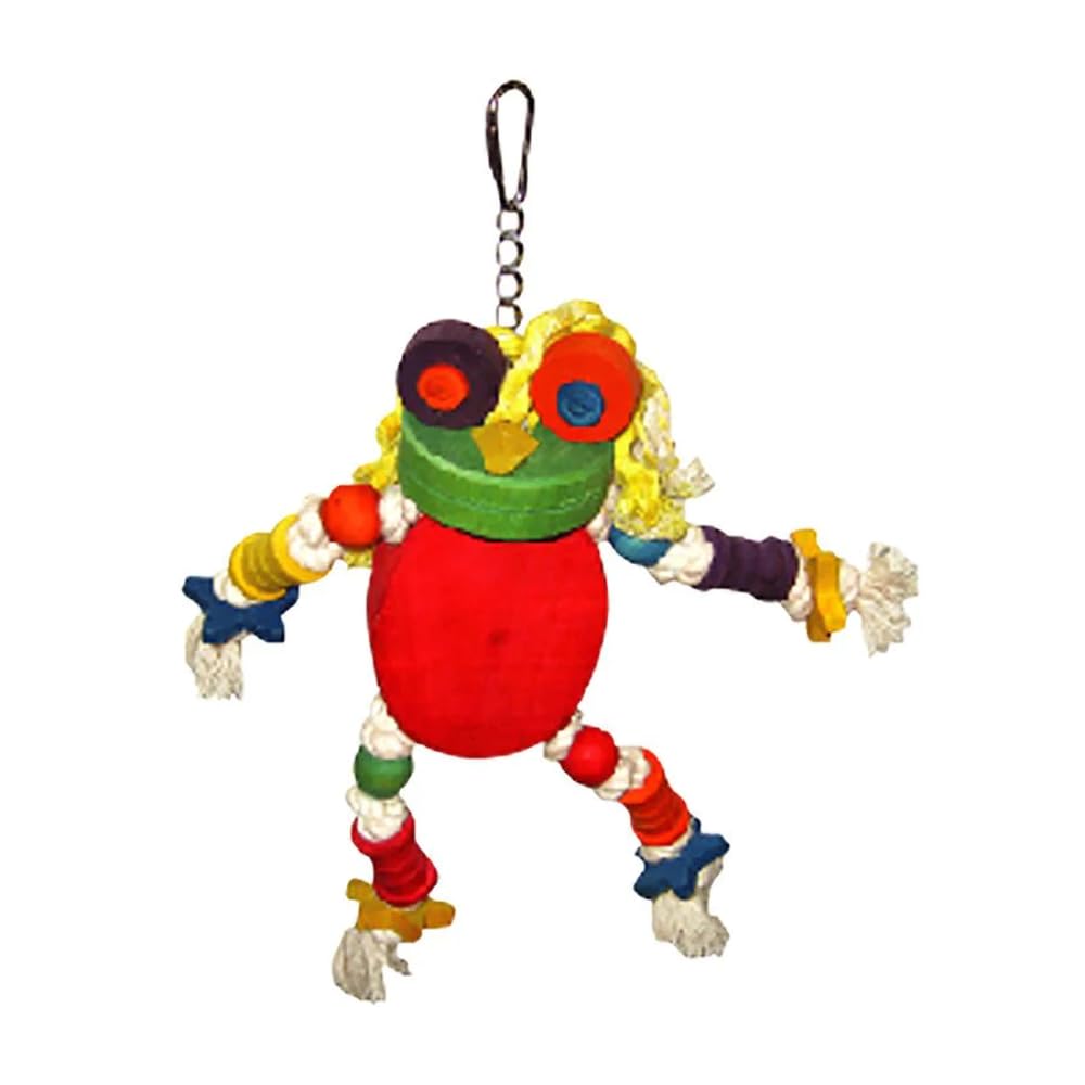 A&E Cage Company Happy Beaks Silly Wood Frog Assorted Bird Toy, 11 by 12 Inches