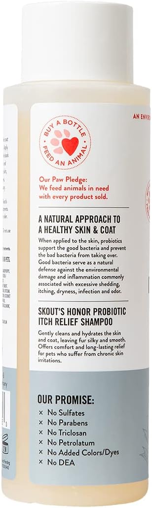 SKOUT'S HONOR: Probiotic Itch Relief Shampoo - for a Healthier Skin and Coat - Fragrance-Free - Hypoallergenic