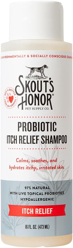 SKOUT'S HONOR: Probiotic Itch Relief Shampoo - for a Healthier Skin and Coat - Fragrance-Free - Hypoallergenic