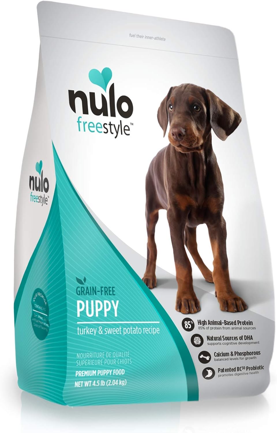 Nulo Puppy Food Grain Free Dry Food With Bc30 Probiotic And Dha Turkey And Sweet Potato Recipe 4.5Lb Bag