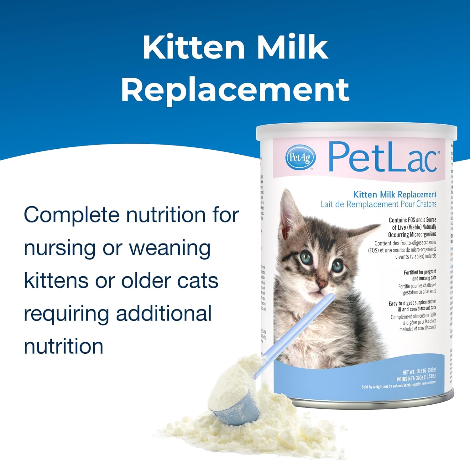 Pet-Ag PetLac Powder for Kittens - 10.5 oz Kitten Milk Replacement Powder for Kittens
