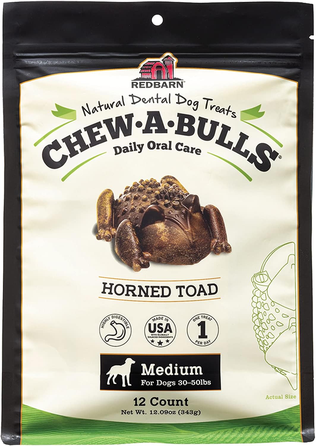 Redbarn Chew-A-Bulls Medium Toad, 12-Count