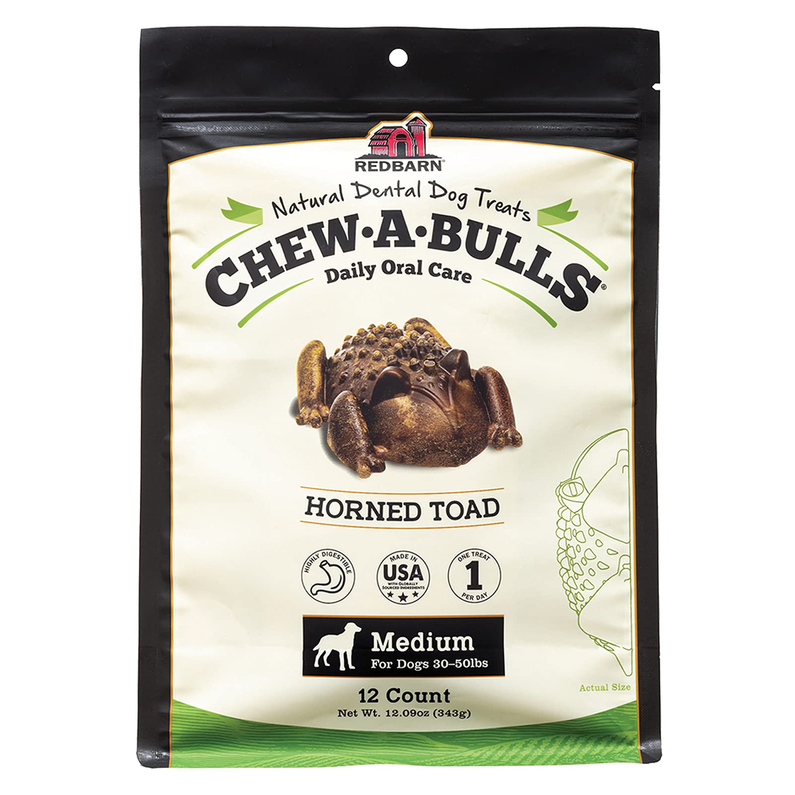 Redbarn Chew-A-Bulls Medium Toad, 12-Count