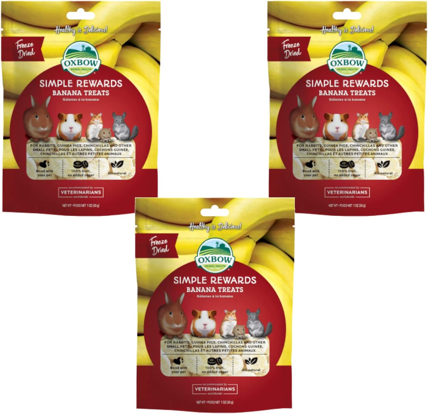 Oxbow SIMPLE REWARDS Treats - Rabbits Guinea Pigs Chinchillas BANANA 1 oz