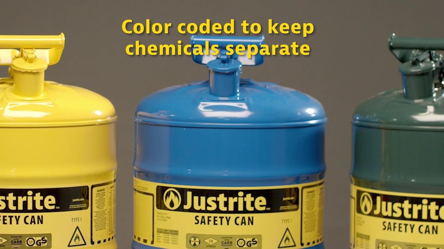 Justrite 2 Gallon Type I Green Safety Can for Oil with Flame Arrester and Self-Closing Lid, Made in the USA, Galvanized Steel Flammable Storage Can, 7120400