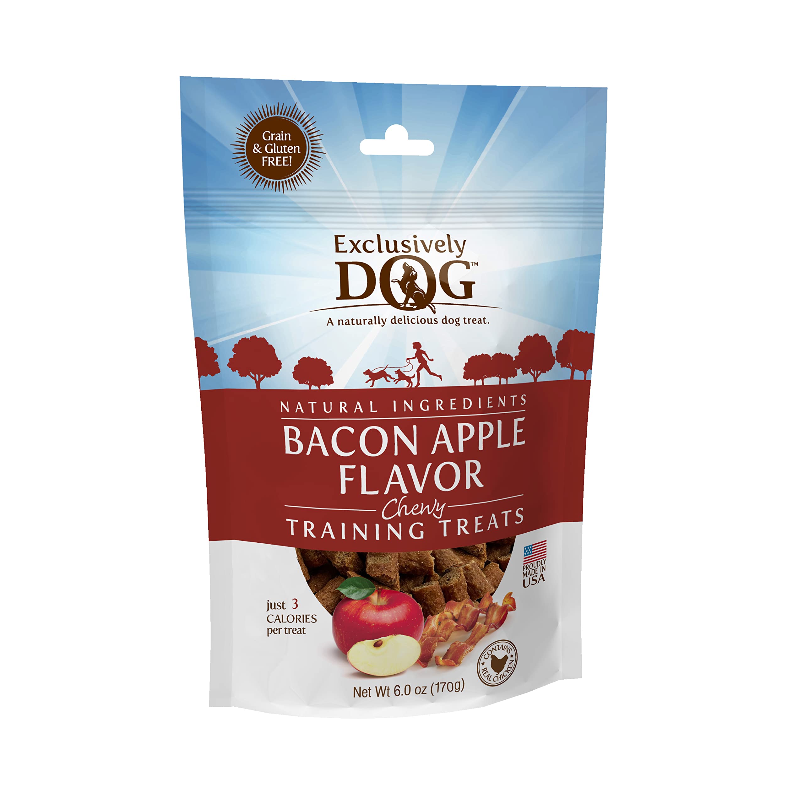 Exclusively Dog Chewy Training Treats Bacon Apple Flavor Grain Free Gluten Free 6 oz.