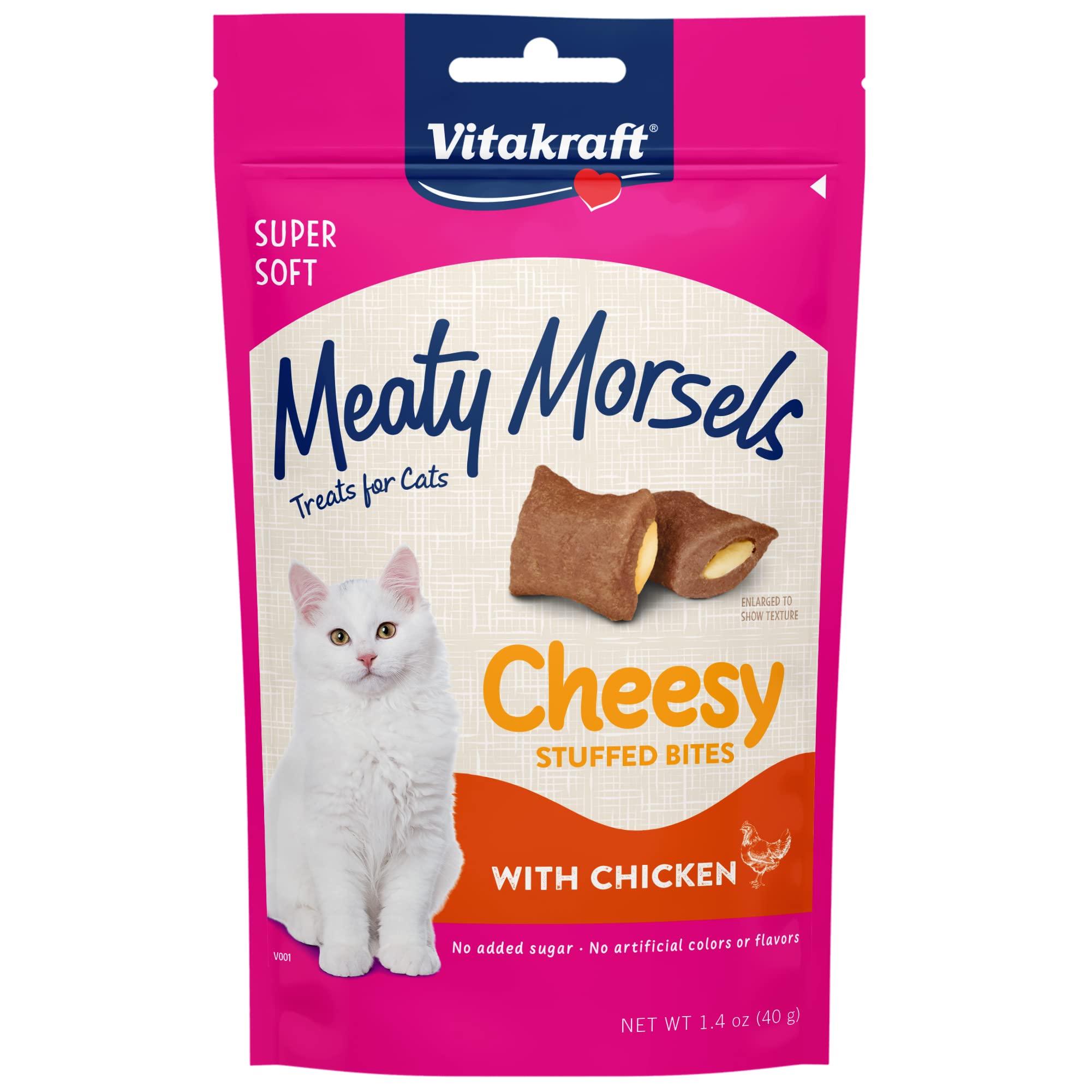 Vitakraft Meaty Morsels Soft Cat Treats Cheesy Bites with Chicken 1.4oz