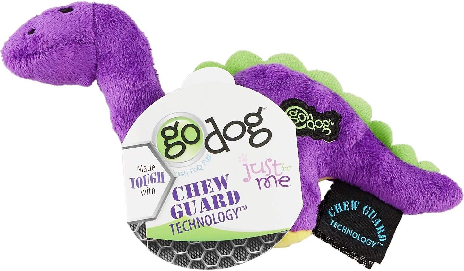 goDog Just for Me Bruto Plush Dog Toys, Small, Purple, with Chew Guard Technology and Puncture-Proof Squeakers