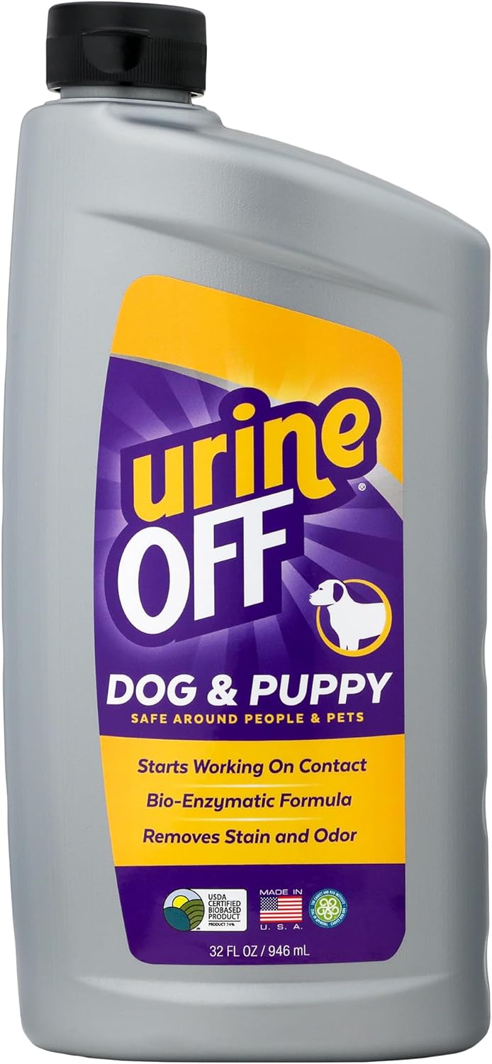 Urine OFF Puppy & Dog Pet Stain Remover Freshly Scented Carpet Cleaner Bio Enzymatic Stain & Urine Odor Eliminator Pet Safe Cleaner 32 oz.