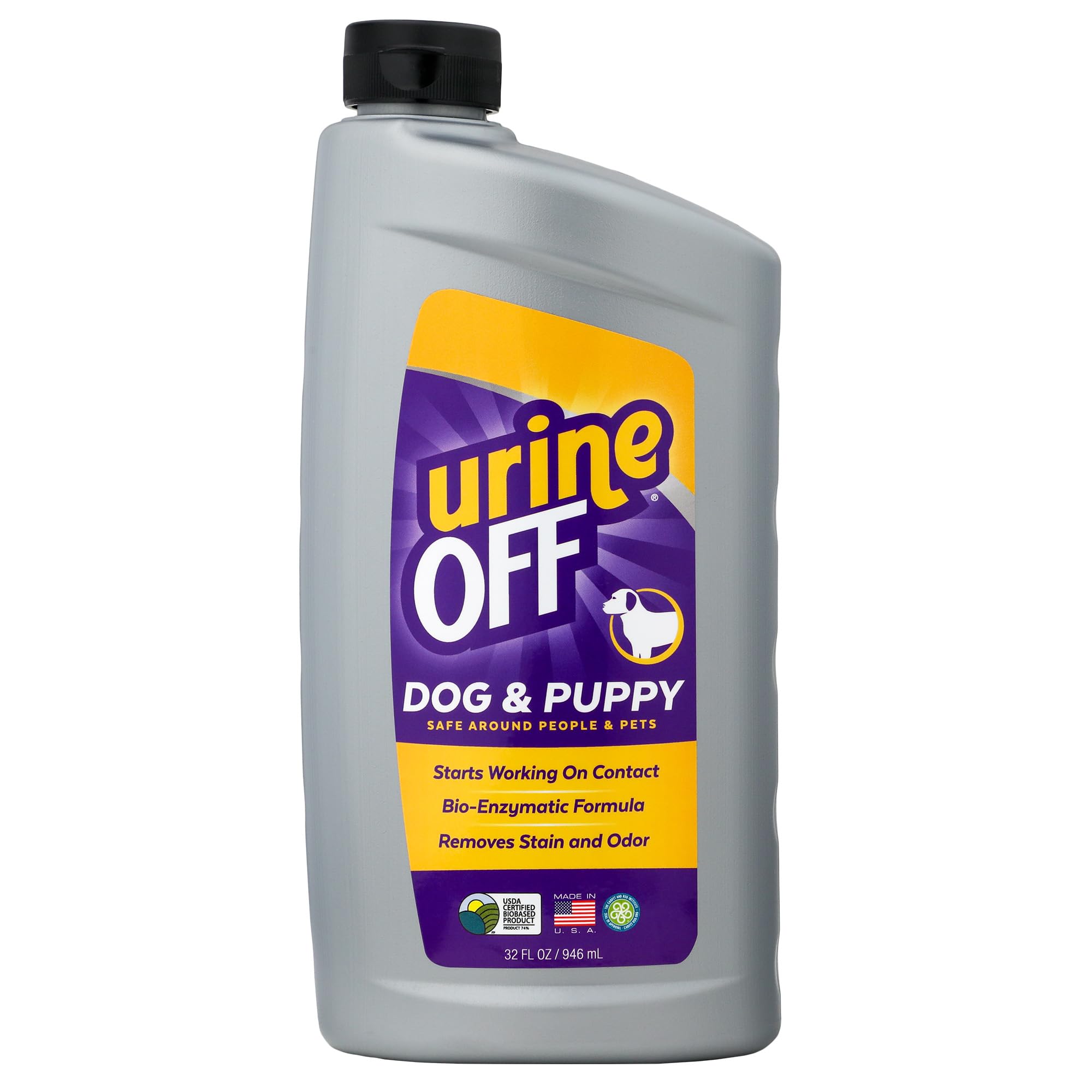 Urine OFF Puppy & Dog Pet Stain Remover Freshly Scented Carpet Cleaner Bio Enzymatic Stain & Urine Odor Eliminator Pet Safe Cleaner 32 oz.