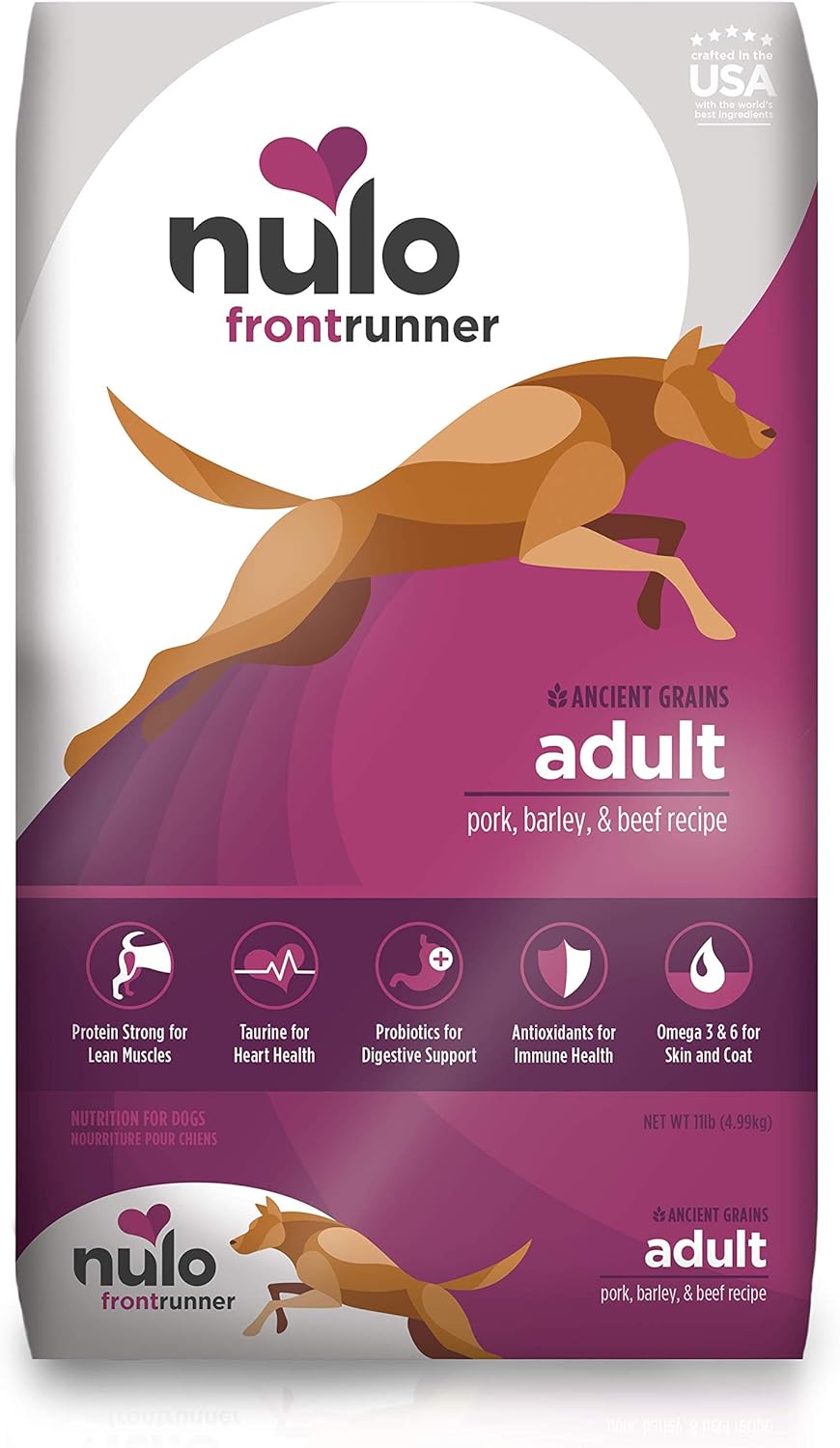 Nulo Frontrunner Dry Dog Food for Adult Dogs - Grain Inclusive Recipe with Pork, Barley, & Beef