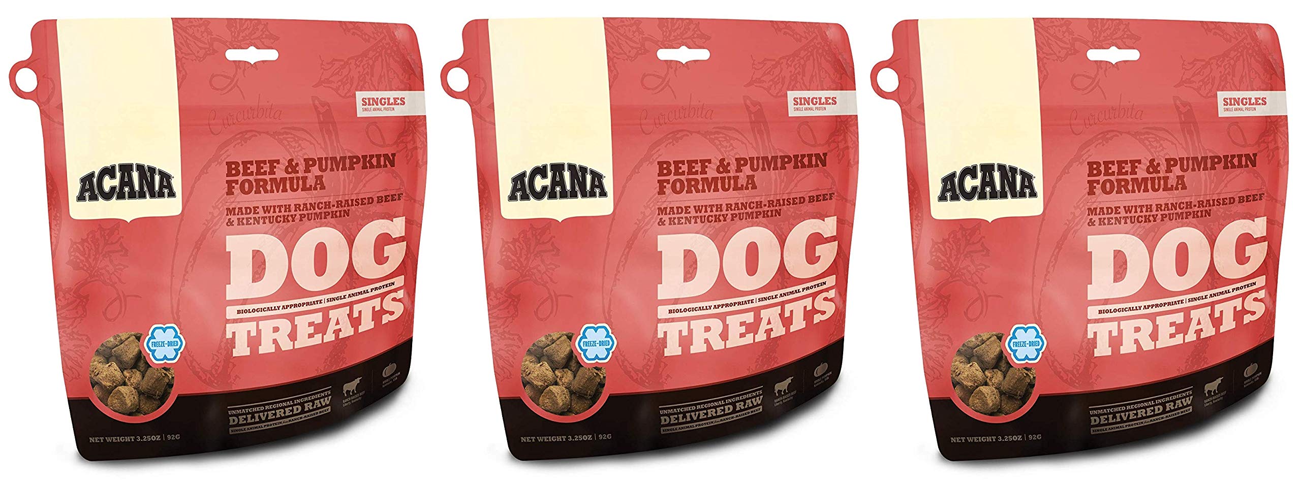 ACANA Beef and Pumpkin Dog Treats, 3.25 Ounces Each, Freeze-Dried Raw Single-Source Protein