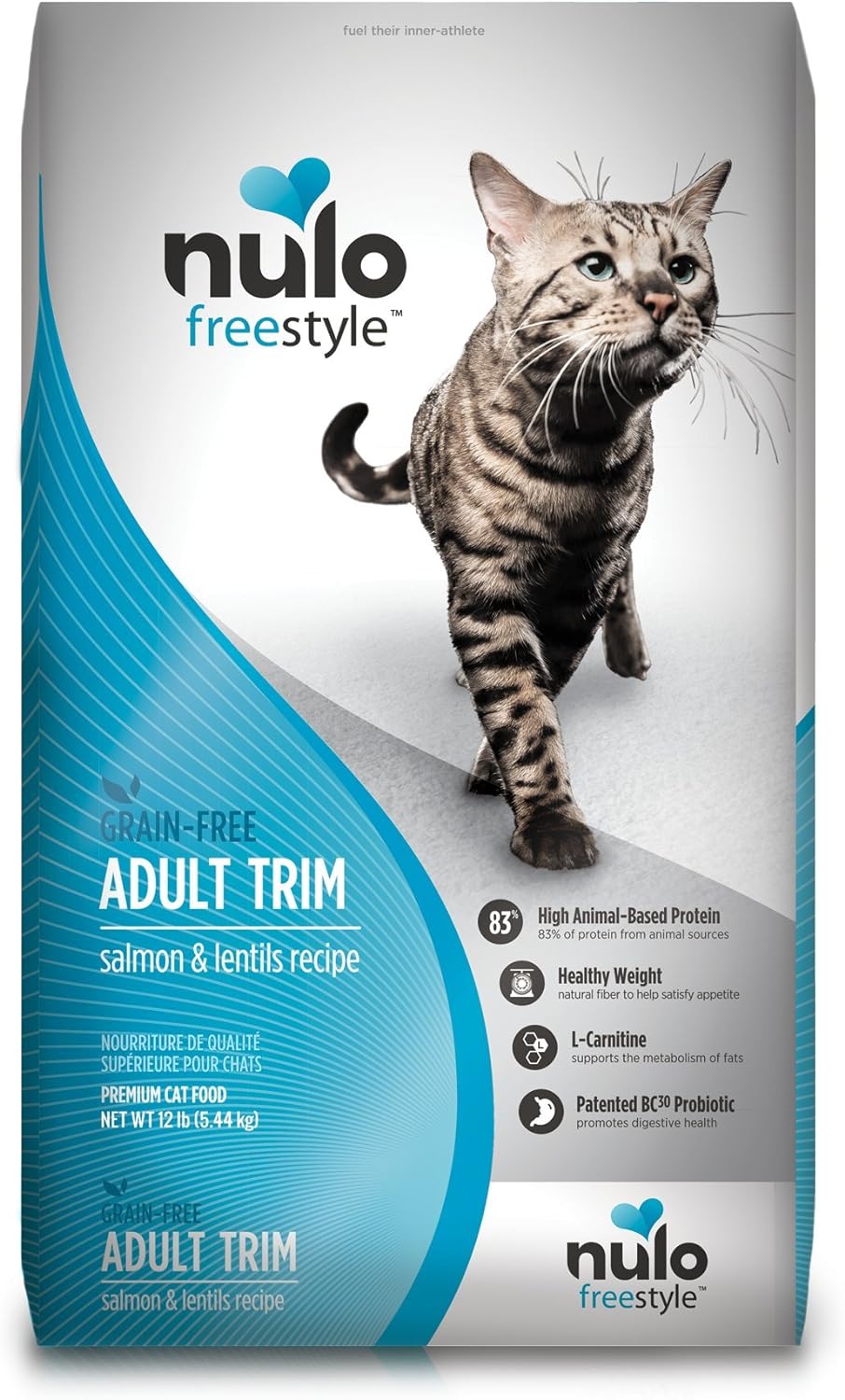 Nulo Adult Trim Grain Free Dry Cat Food With Bc30 Probiotic (Salmon & Lentils Recipe, 12Lb Bag)