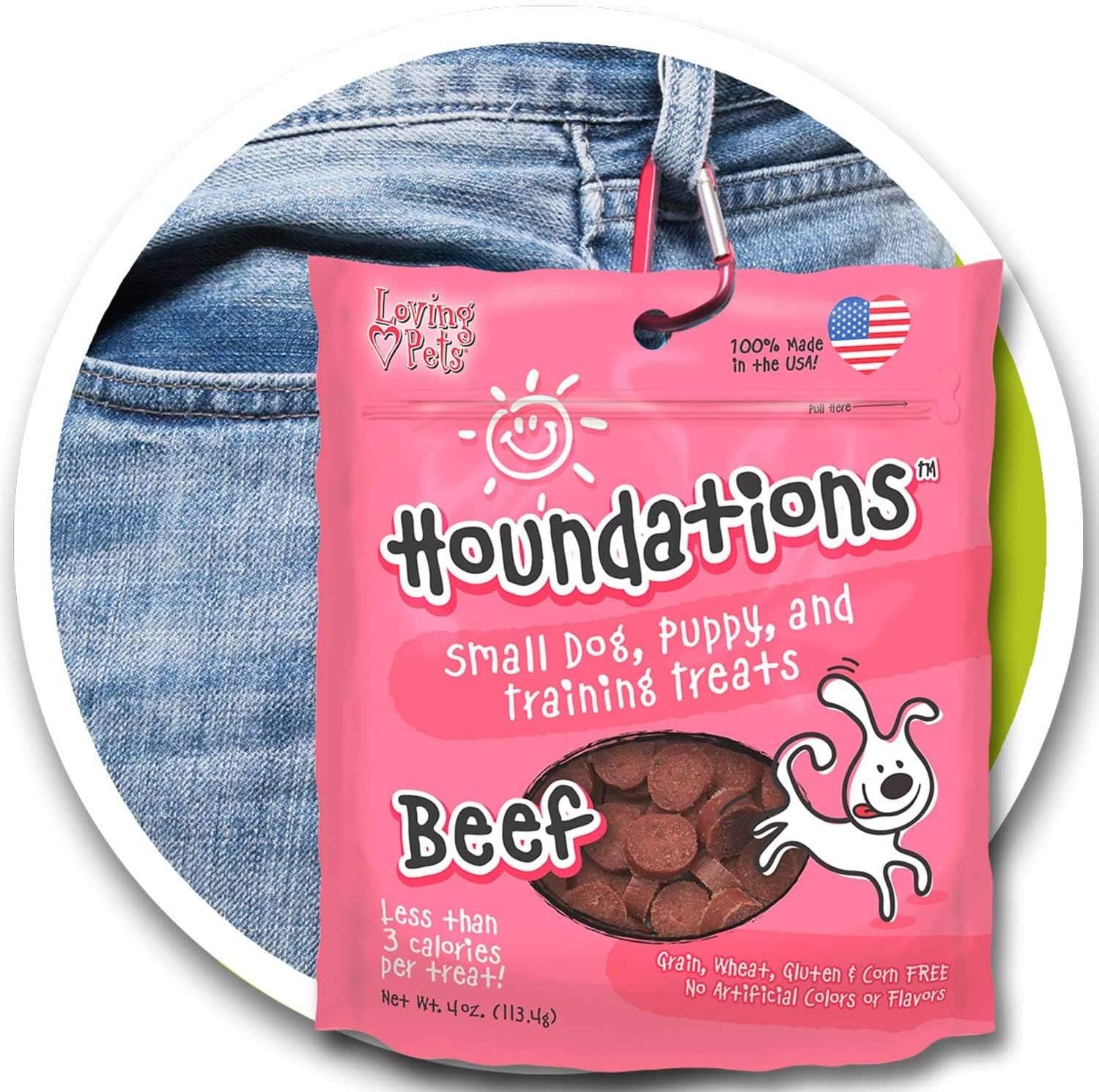 Loving Pets Beef Houndations Small Dog Puppy and Training Grain-Free Treats 4 Ounces