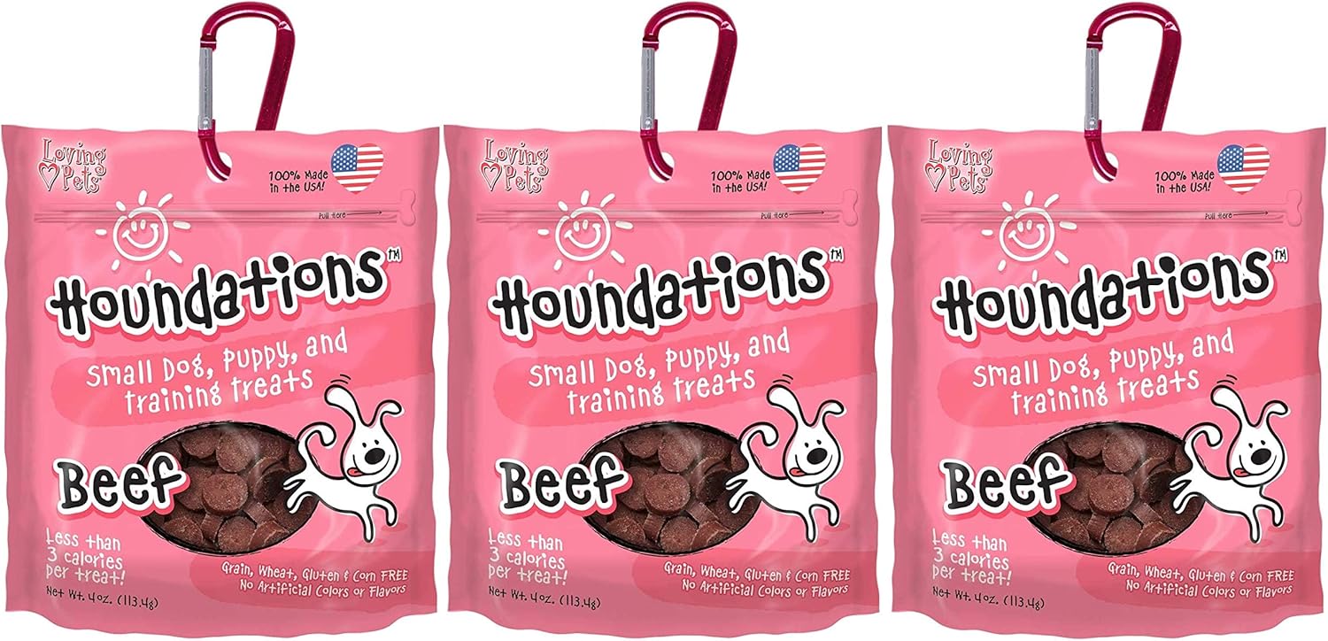 Loving Pets Beef Houndations Small Dog Puppy and Training Grain-Free Treats 4 Ounces