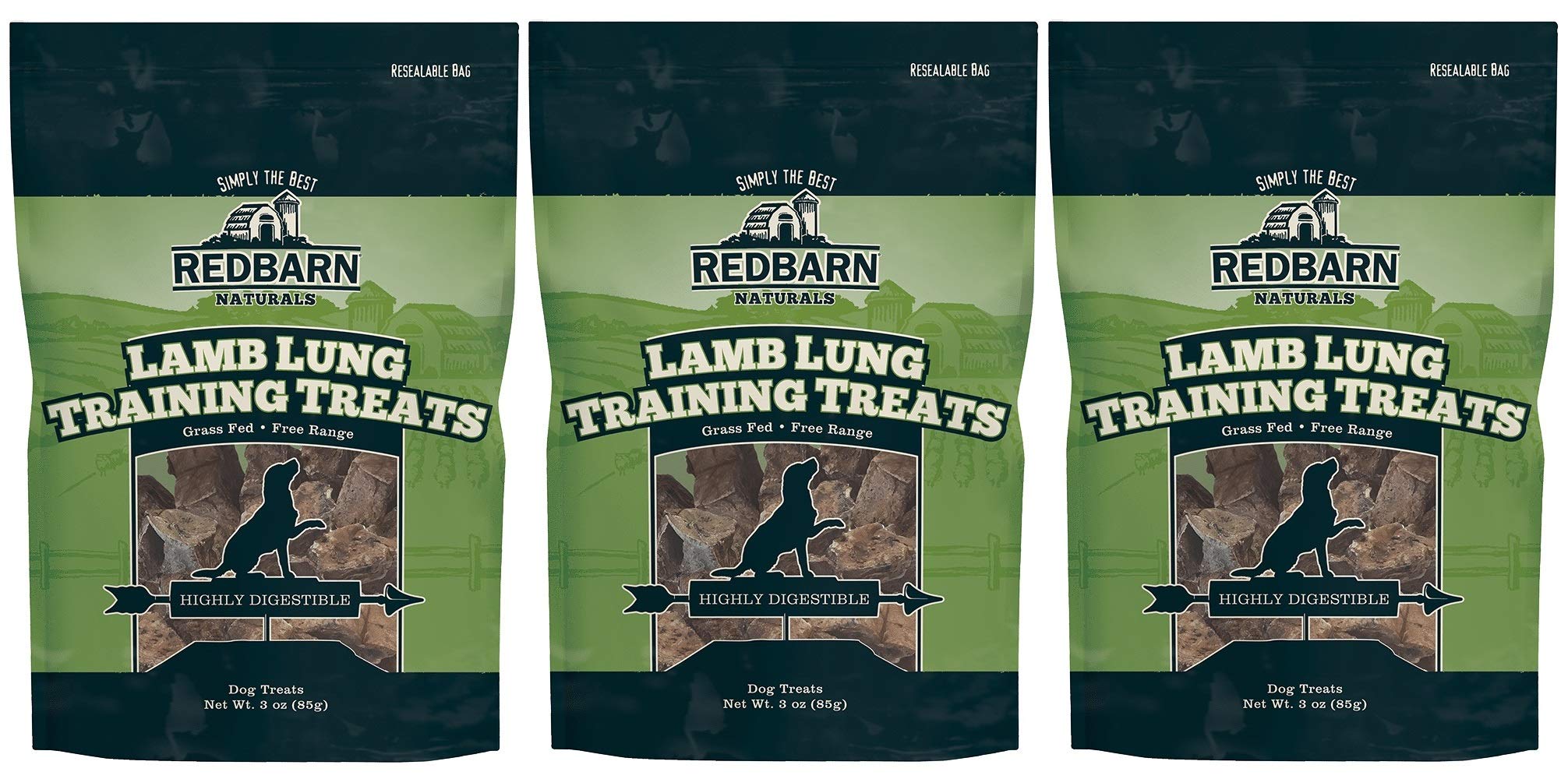 Redbarn Pet Lamb Lung Single Dog Training Treats 3 oz