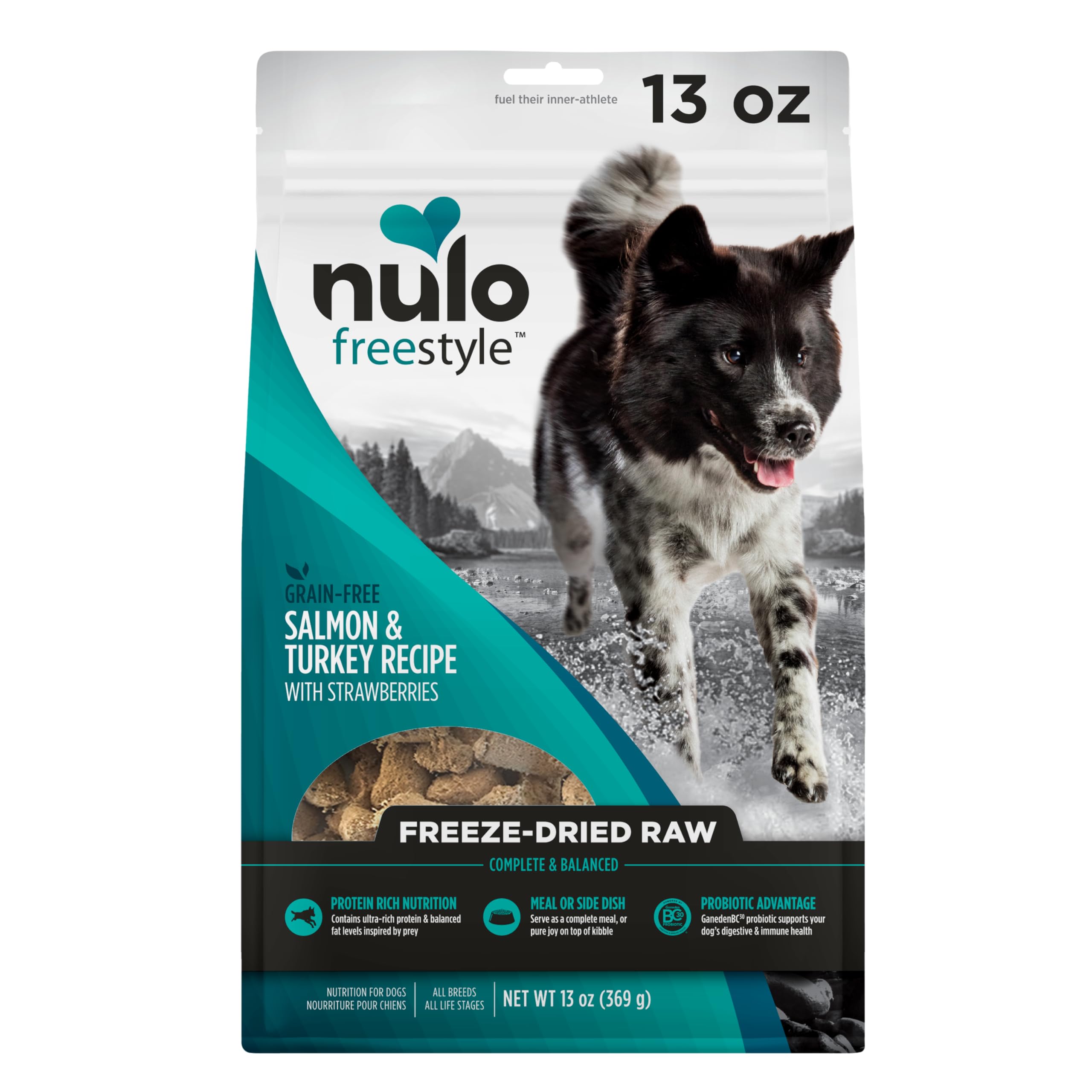 Nulo Freestyle Freeze-Dried Raw, Ultra-Rich Grain-Free Dry Dog Food for All Breeds and Life Stages with BC30 Probiotic for Digestive and Immune Health 13 Ounce (Pack of 1)