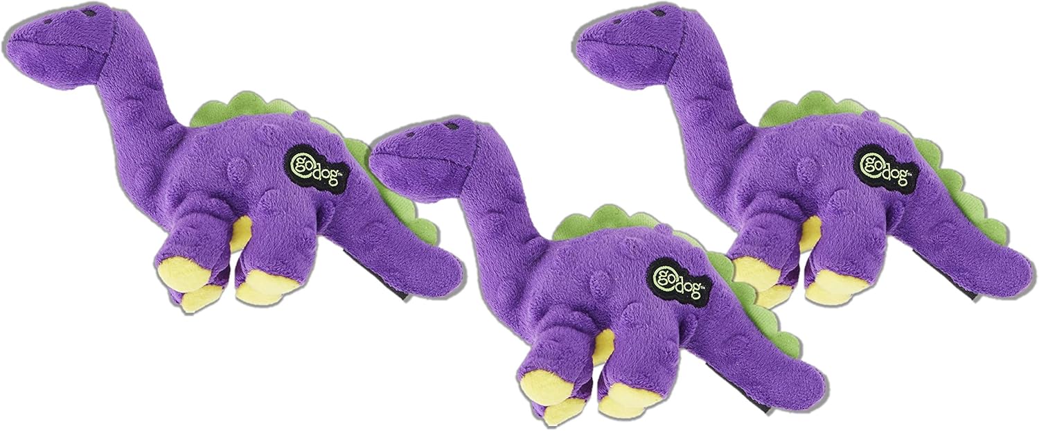 goDog Just for Me Bruto Plush Dog Toys, Small, Purple, with Chew Guard Technology and Puncture-Proof Squeakers
