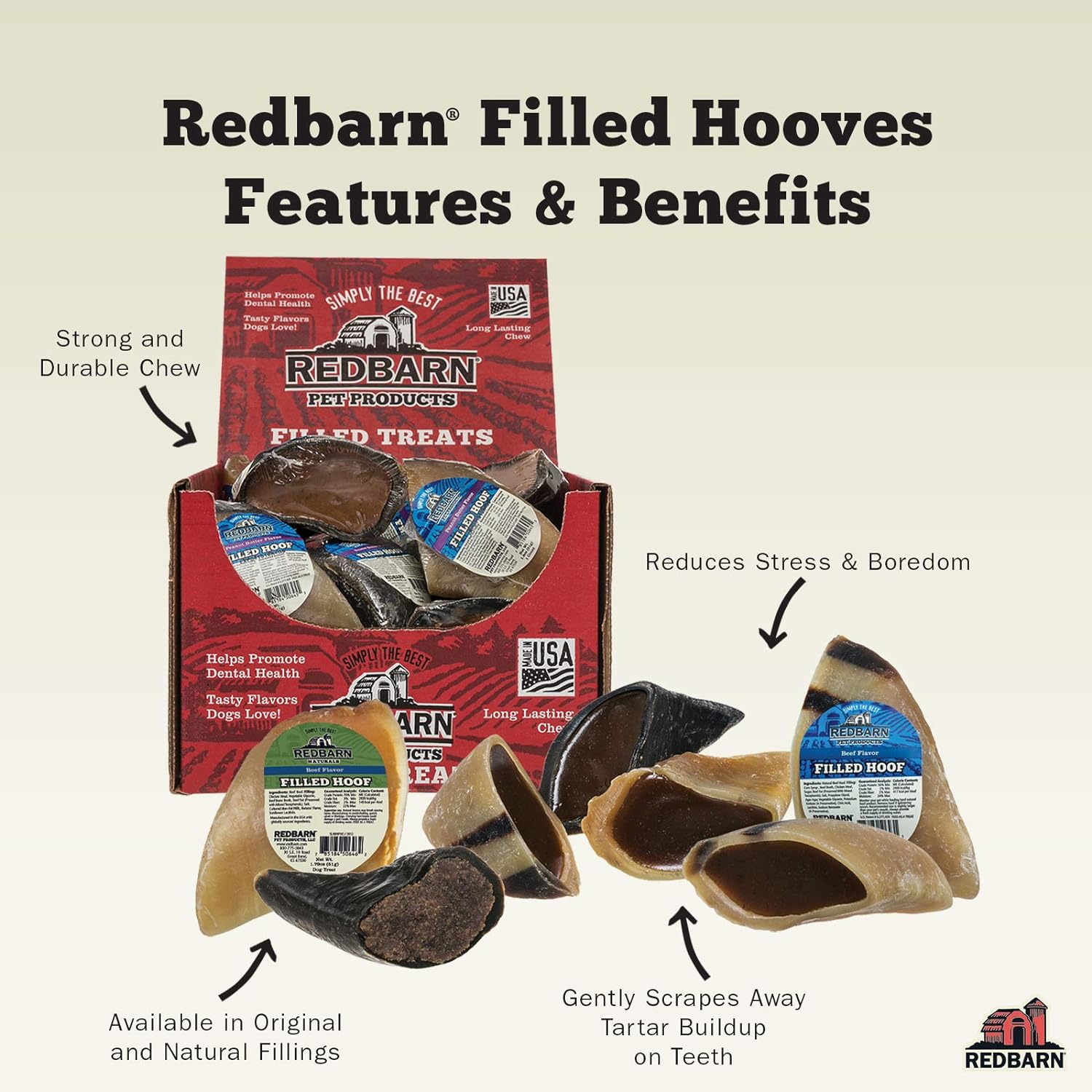 Redbarn Filled Hooves Peanut Butter