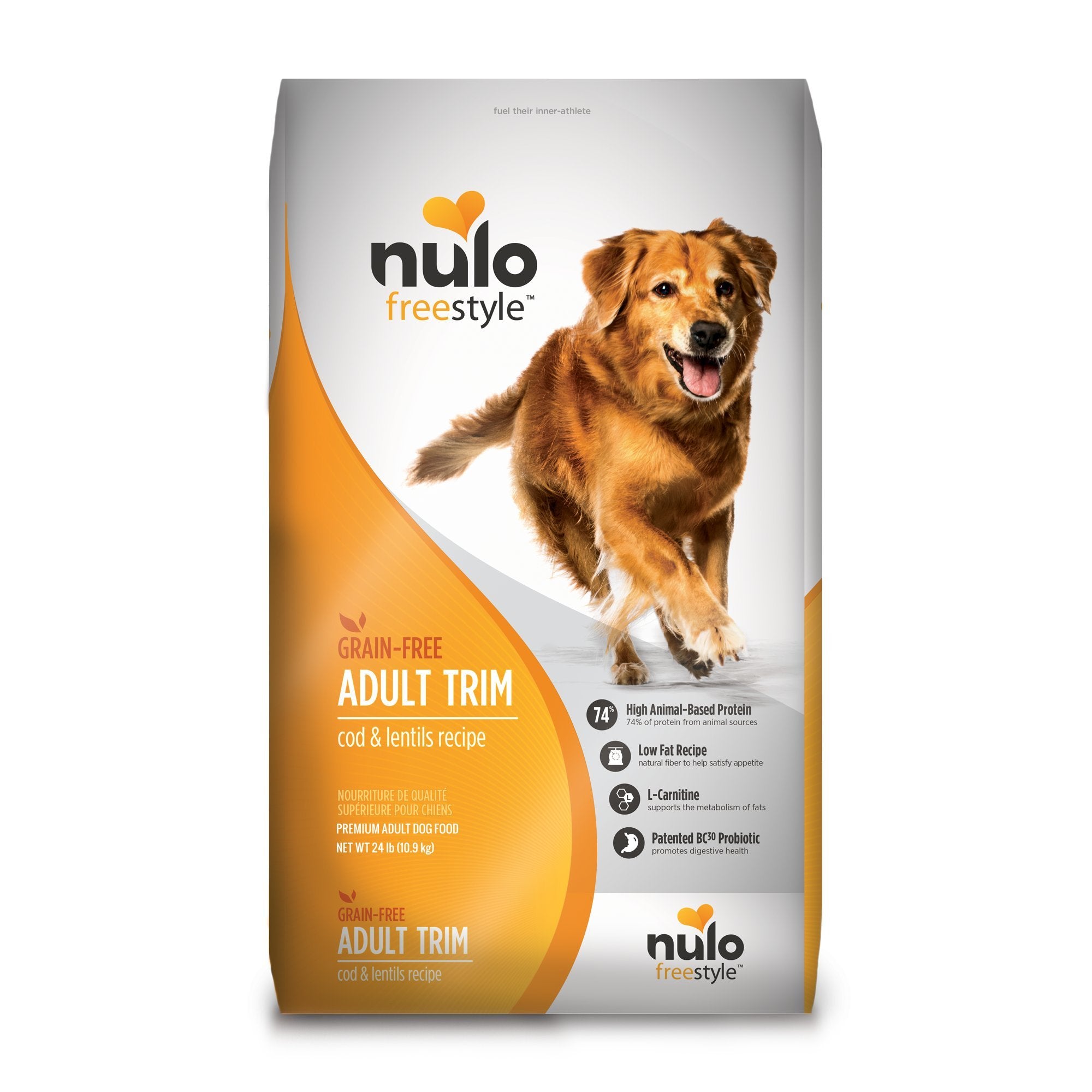 Nulo Adult Trim Grain Free Healthy Weight Dry Dog Food With Bc30 Probiotic Cod And Lentils Recipe, 24Lb Bag