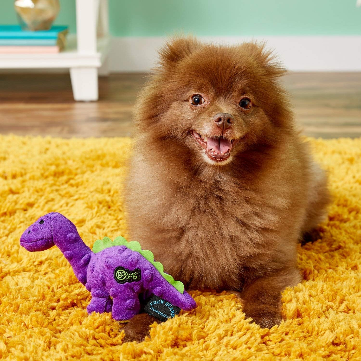 goDog Just for Me Bruto Plush Dog Toys, Small, Purple, with Chew Guard Technology and Puncture-Proof Squeakers