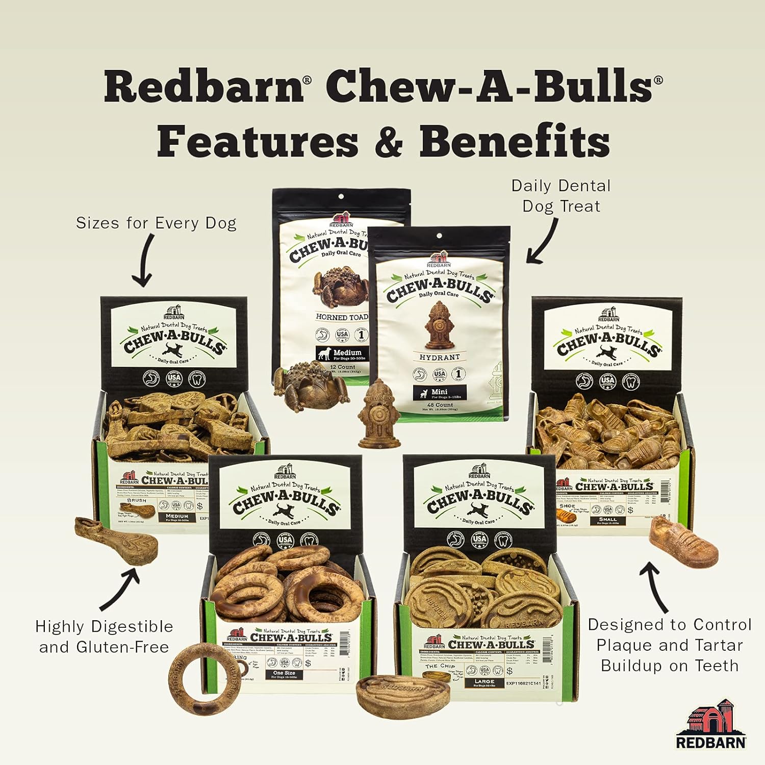 Redbarn Chew-A-Bulls Large Toad 6-Count