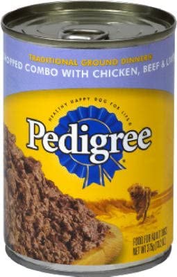 Pedigree Chopped Ground Dinner Combo with Chicken, Beef & Liver Canned Dog Food