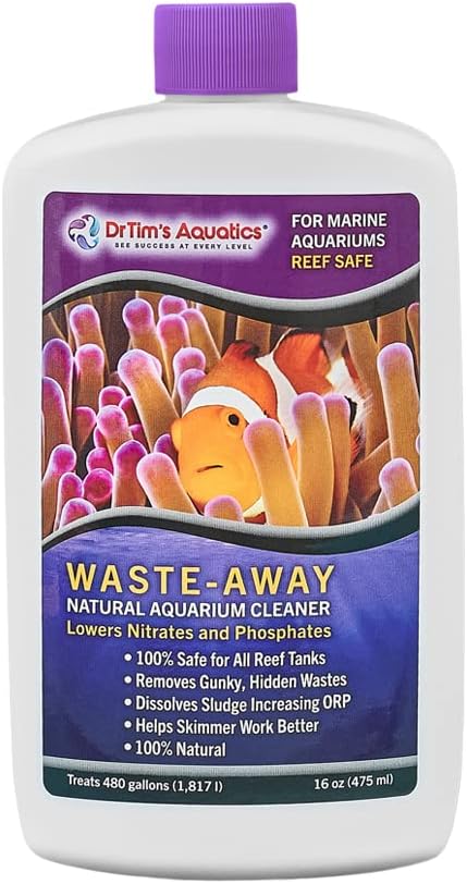 DrTim’s Aquatics Reef  Waste-Away – Natural Fish Tank & Aquarium Waste Management Solution for Dissolving & Cleaning Organic Sludge & Waste - 16 oz. - Treats 480 gal.