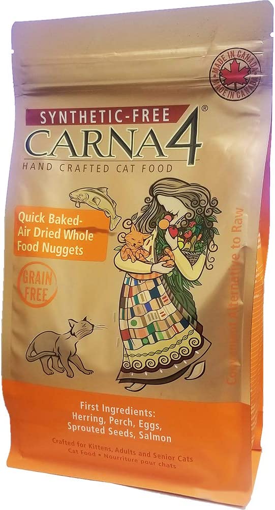 CARNA4 Grain Free Cat Food, Fish Formula (Herring, Perch, Salmon) (4lb) 4 Pound (Pack of 1)