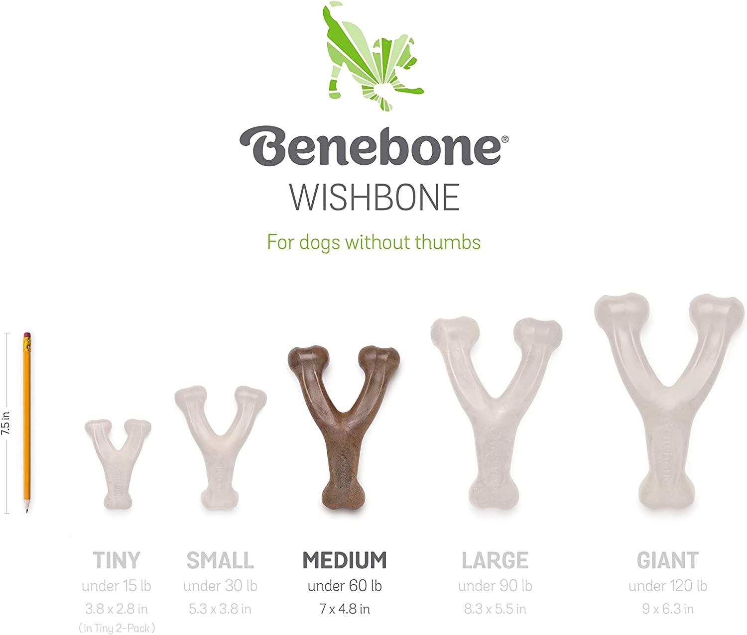 Benebone Bacon Flavored Wishbone Chew Toy, Medium, Brown