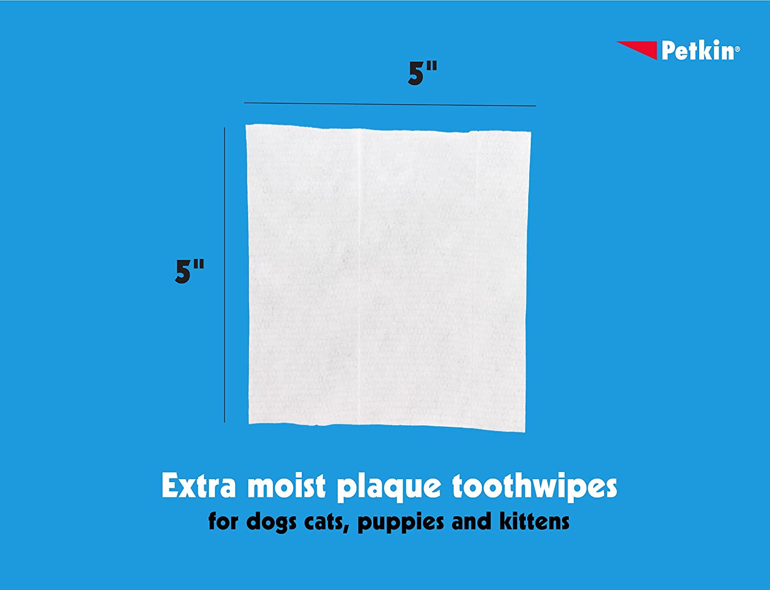 Petkin Plaque Toothwipes, Fresh Mint Wipes - Natural Formula Cleans Teeth, Gums & Freshens Breath - Convenient, & Easy to Use Oral Care Dental Pet Wipes for Dogs, Cats, Puppies & Kittens 2 Pack - 80 Wipes