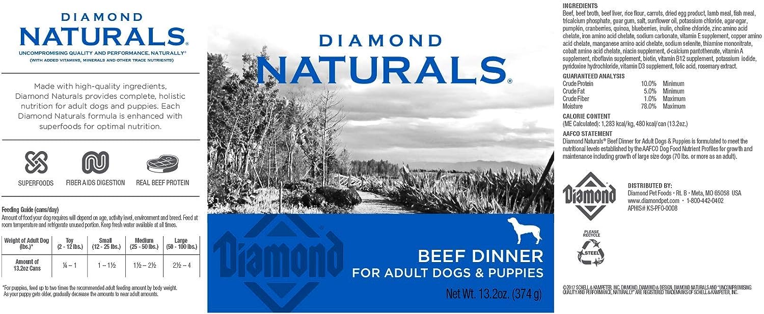 Diamond Naturals Beef Dinner Can Dog 12/13.2oz