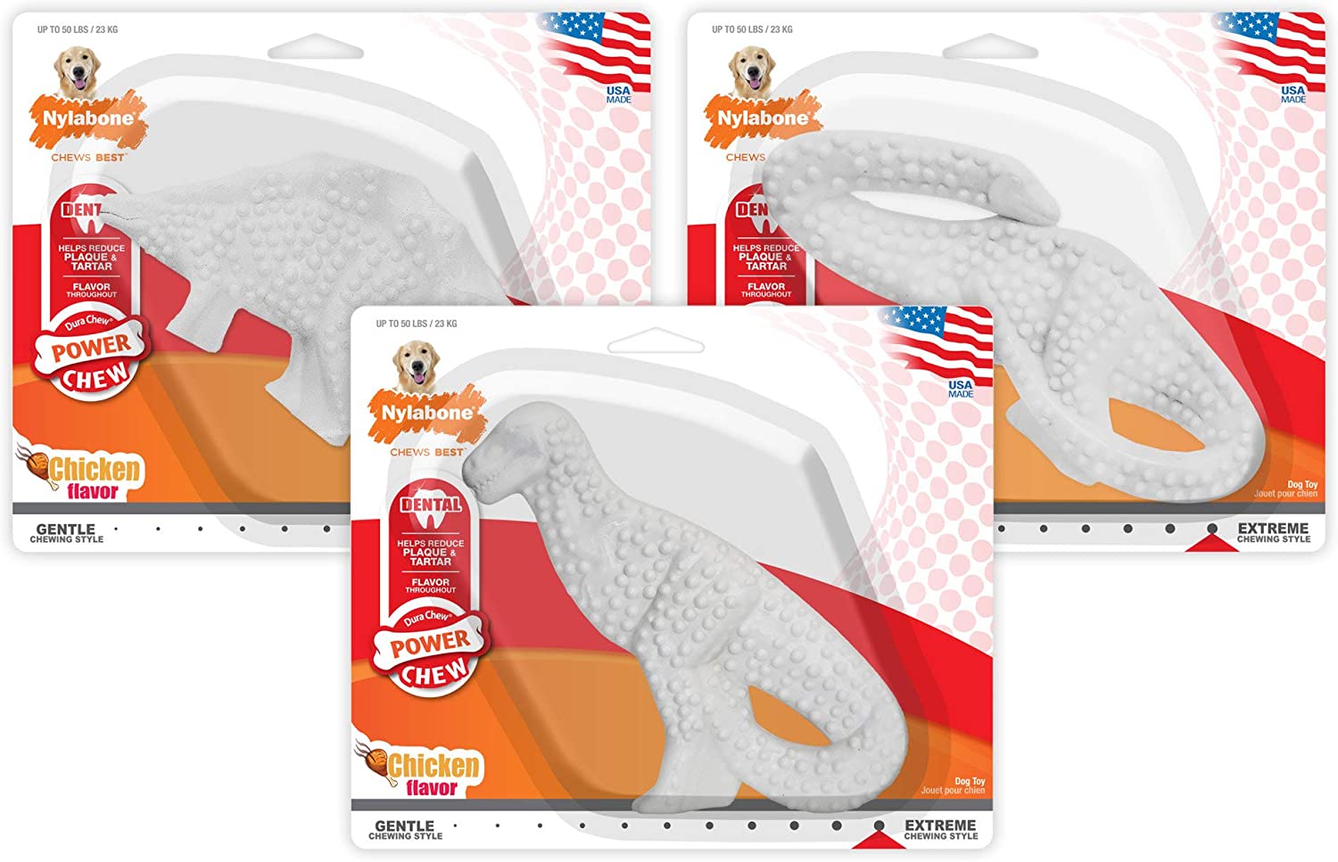 Nylabone Dura Chew Original Flavored Dental Dinosaur Chew Toy, Dinosaur Style Varies Small