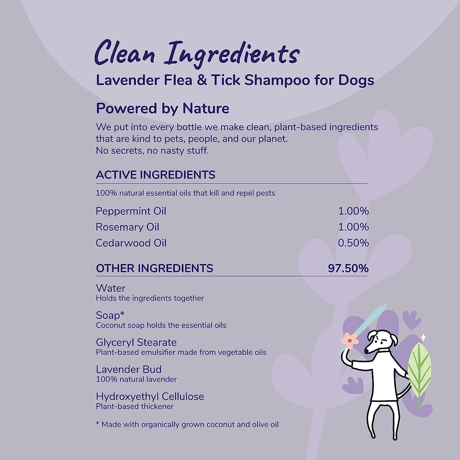 kin+kind Flea and Tick Shampoo for Dogs Veterinary Formula - Plant Powered, Safe and Effective Dog Shampoo with Coconut and Olive Oil - Lavender Scent - Prevent Fleas and Ticks - Made in USA 12 fl oz