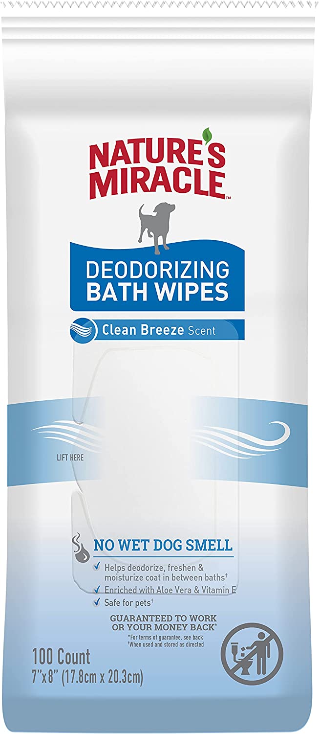 Nature's Miracle Deodorizing Bath Wipes Clean Breeze 100 Count